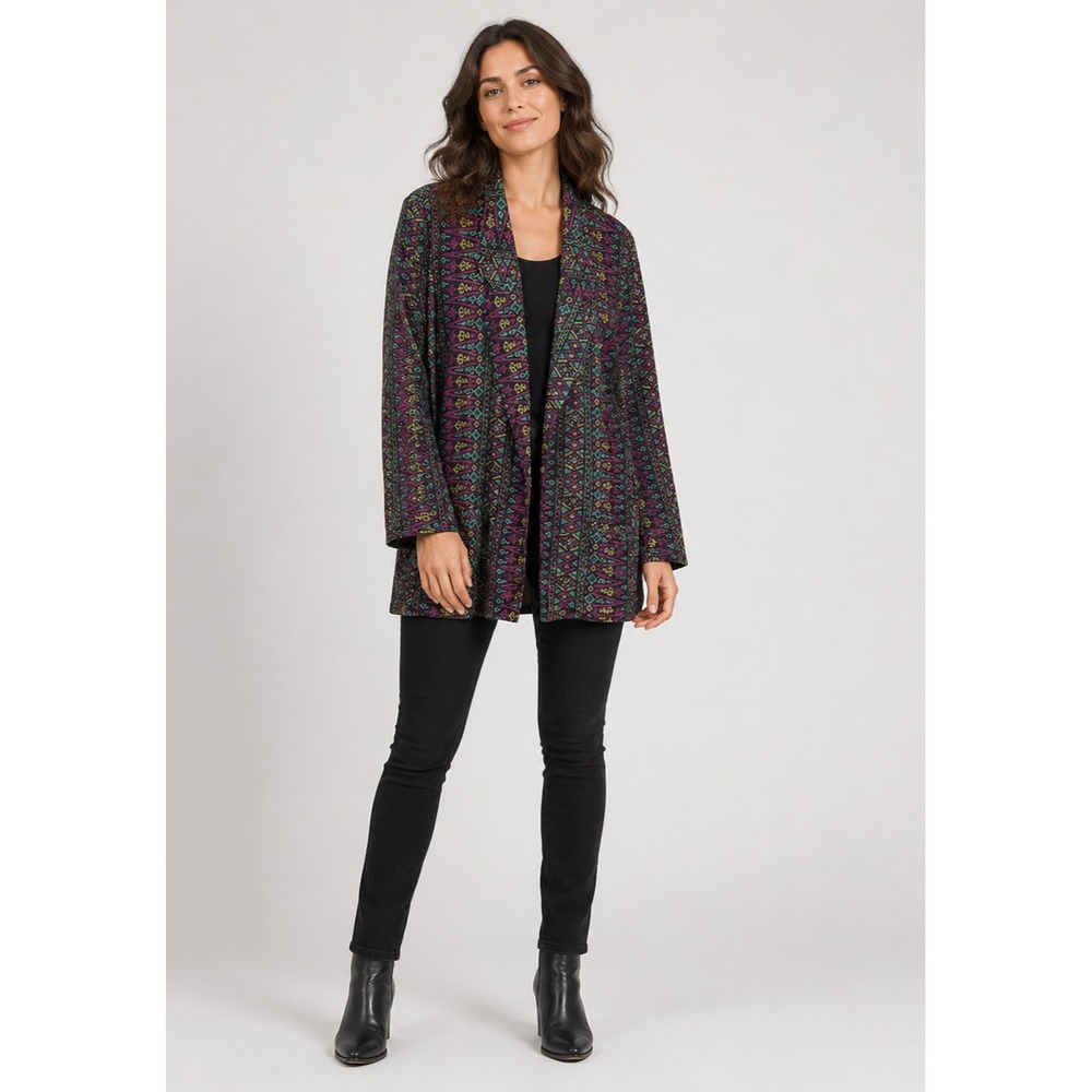 Vintage Surya Boho Artsy Eclectic Jacket Womens Medium Black‎ Purple Festival